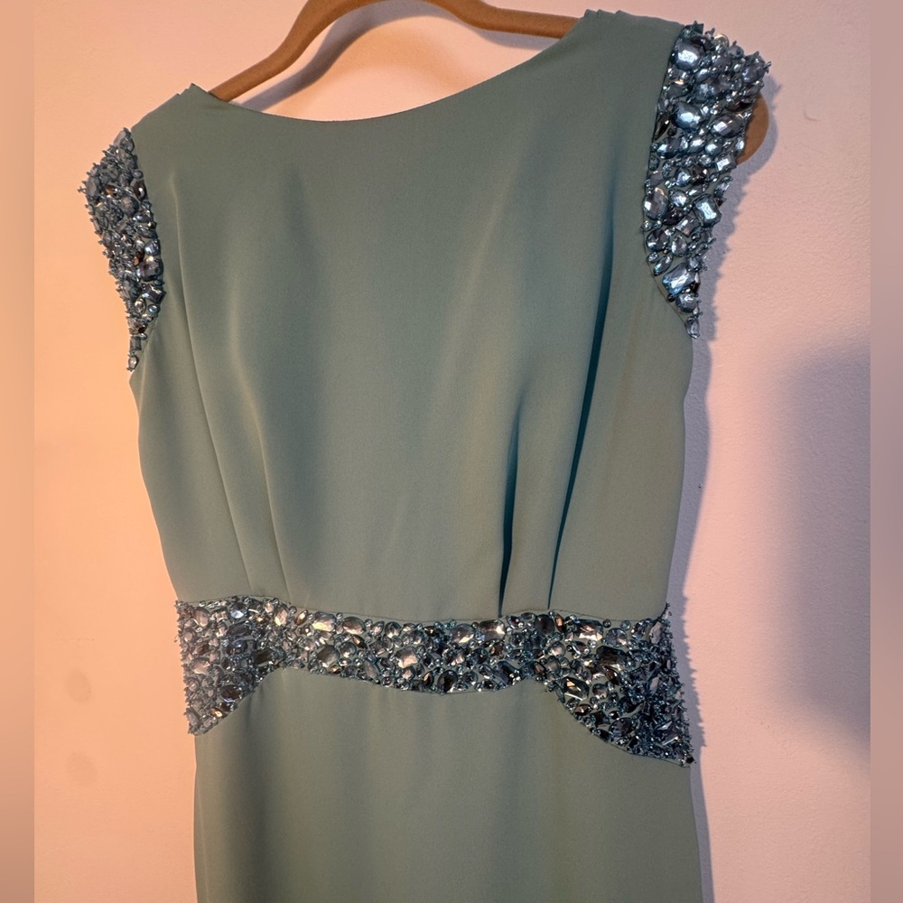Pamella by Pamella Roland Teal/Green Embellished Long Dress/ Evening Gown - Picture 6 of 16